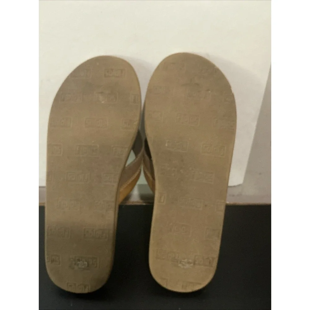 Flojos Ryan Men's Two Tone Strap Tan Flip Flops Sandal Brown 12 1/8 Inch Long